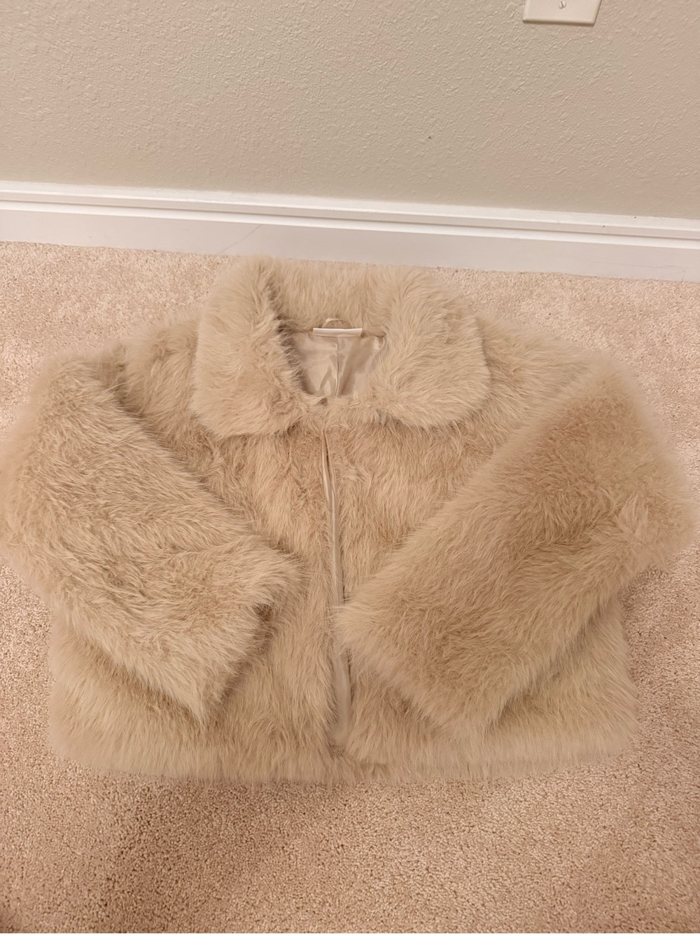 Faux Fur Coat in Beige
